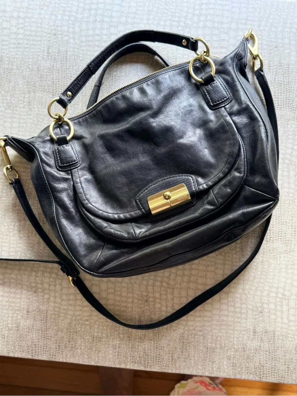 Coach Classic Black Leather Handles or Crossbody Bag-like new